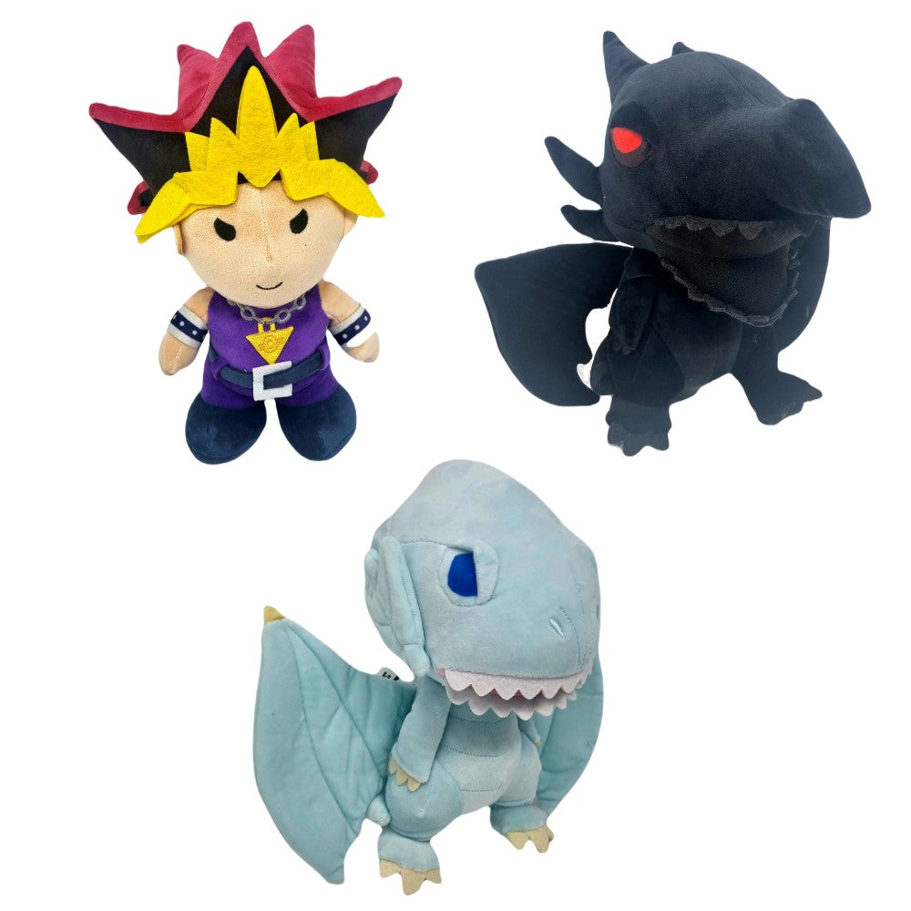 Yu-Gi-Oh! 28cm Large Soft Plush Toy Figures - Yugi Muto, White Dragon, Black Dragon