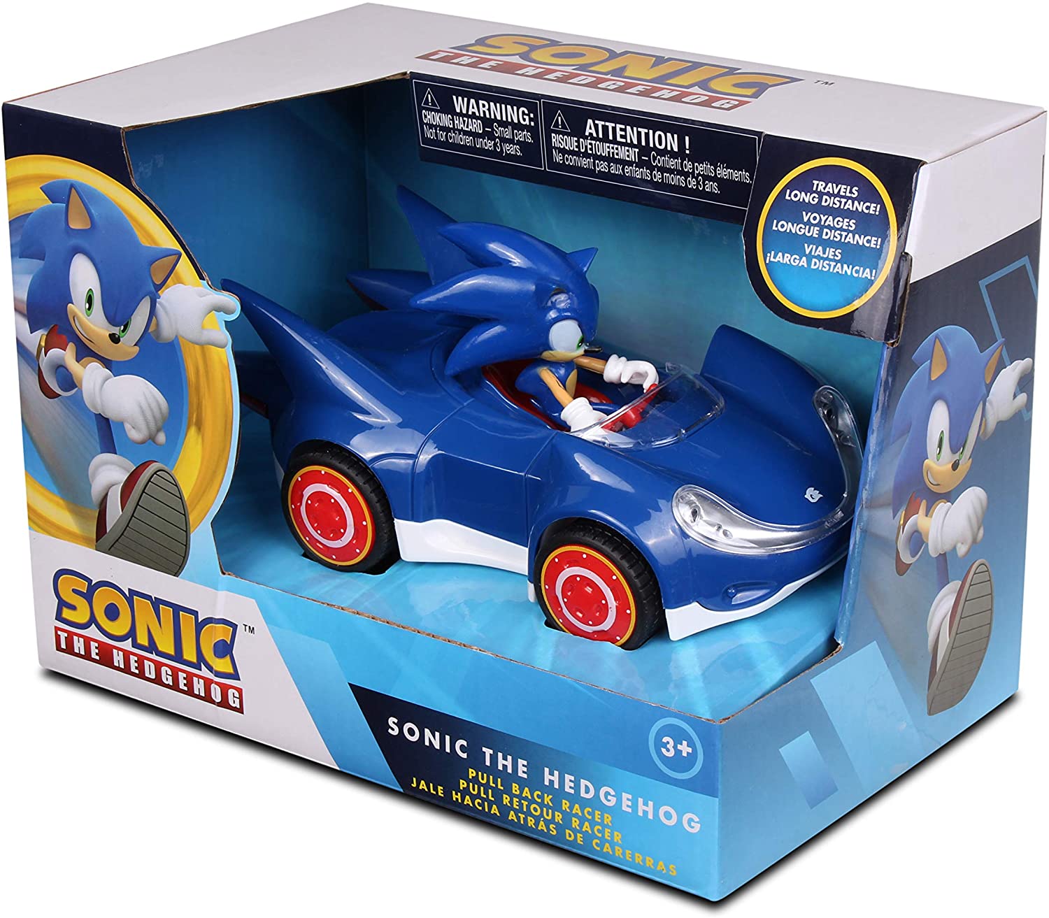 Official Sonic the Hedgehog Movie Toys | SEGA Racing Pull Back Speed Racer | Large Size Toy Car- Blue