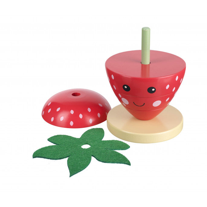 Strawberry Stacking Rings Wooden Stacking Toys - Counting with Numbers 1-4  1 - 3 Year Olds