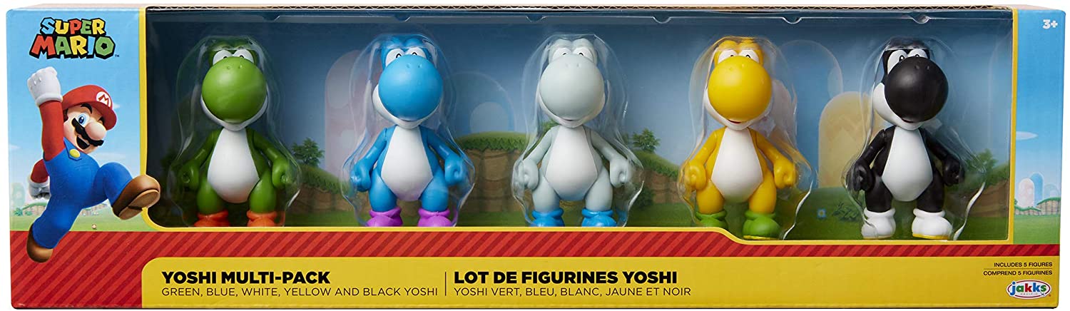 Box Damaged Super Mario Yoshi Multi Pack Exclusive 2.5-Inch Mini Figure 5-Pack. Green, Blue, White, Yellow and Black Yoshi