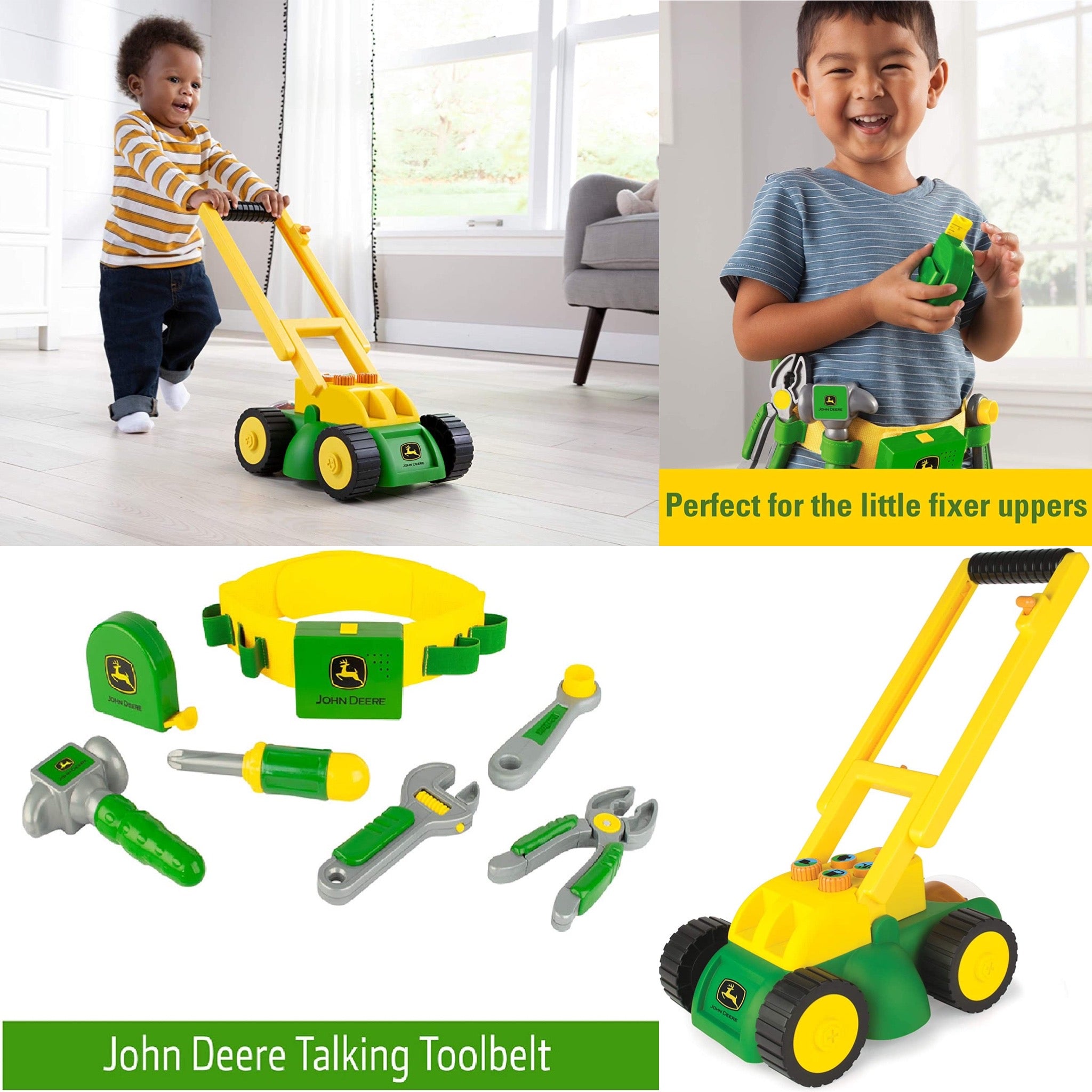 TOMY John Deere Talking Tool Belt & Lawn Mower Bundle