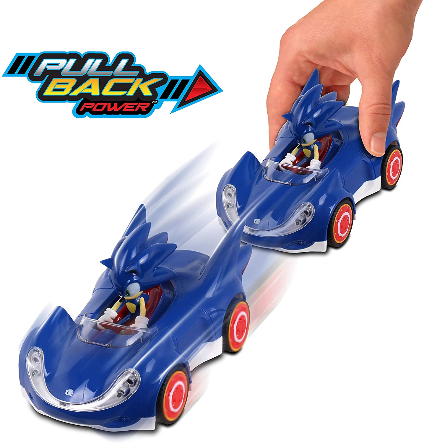 Box Damage Official Sonic the Hedgehog Movie Toys | SEGA Racing Pull Back Speed Racer | Large Size Toy Car- Blue