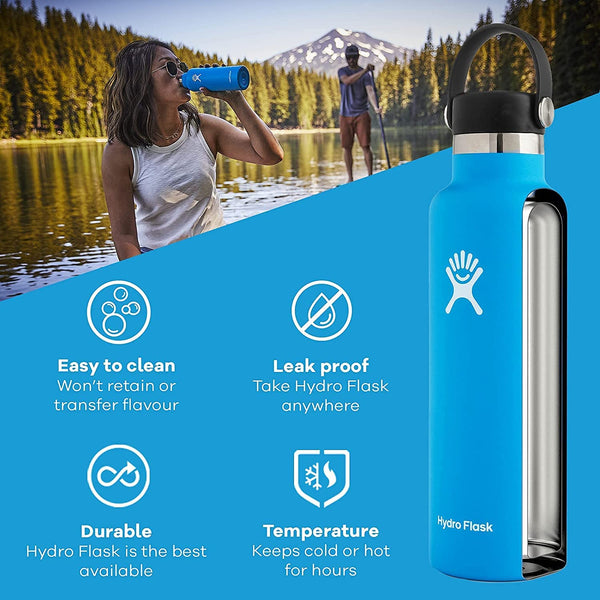 HYDRO FLASK - Water Bottle 621 ml (21 oz) - Vacuum Insulated Stainless Steel Water Bottle with Leak Proof Flex Cap