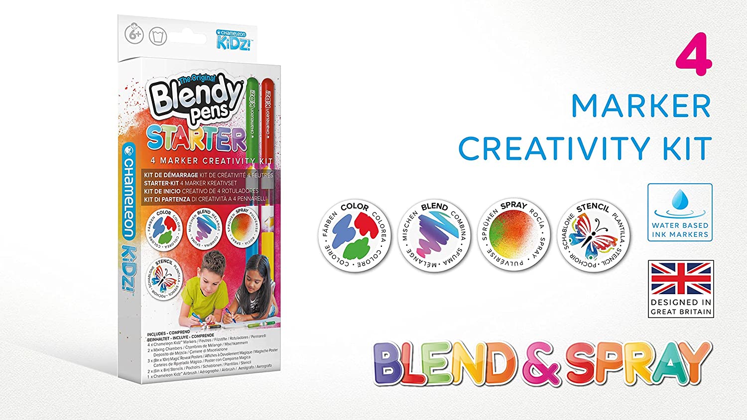 Chameleon Kidz Blendy Pens Blend & Spray Creativity Kits (4-24 Markers Kits)