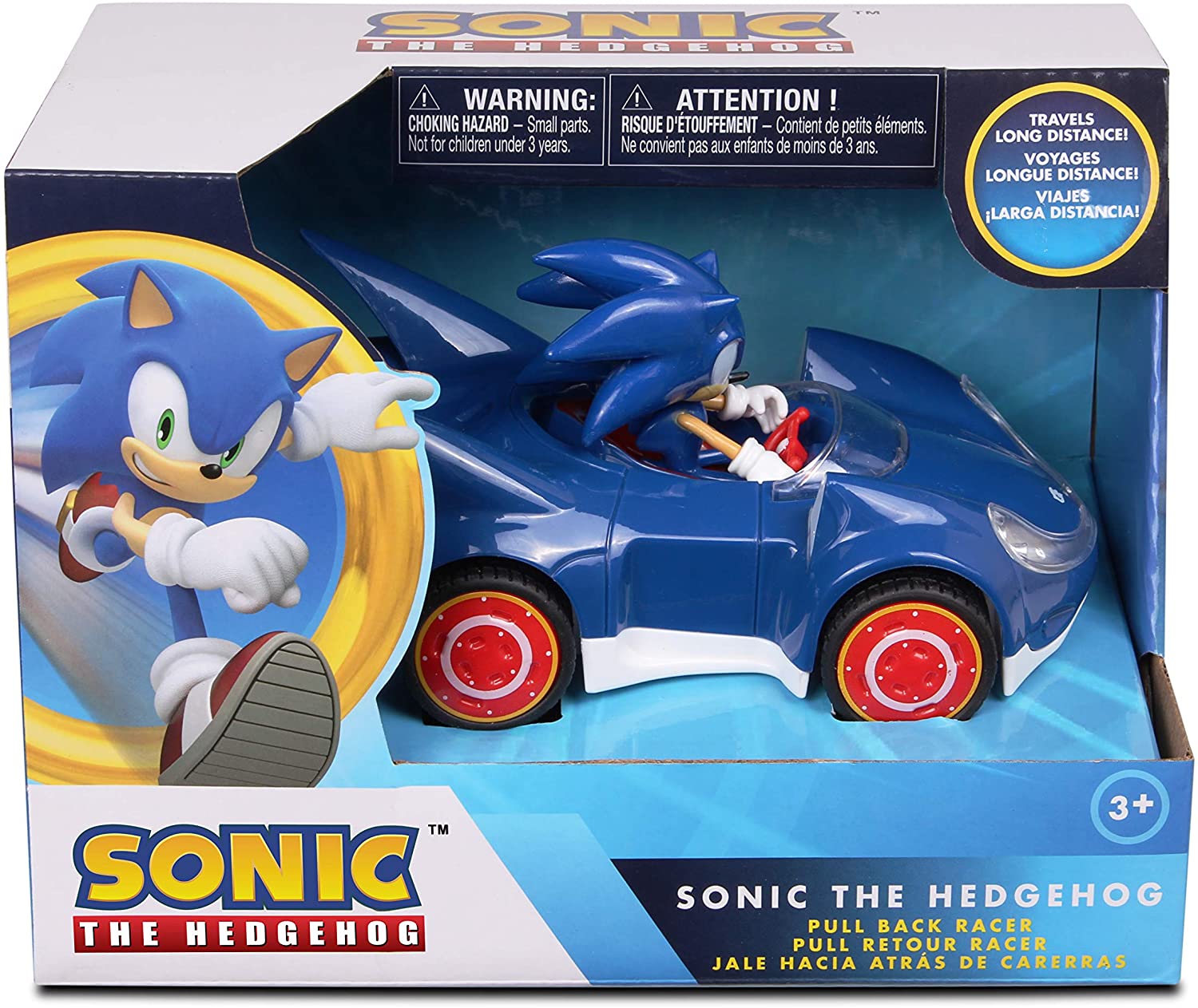 Official Sonic the Hedgehog Movie Toys | SEGA Racing Pull Back Speed Racer | Large Size Toy Car- Blue