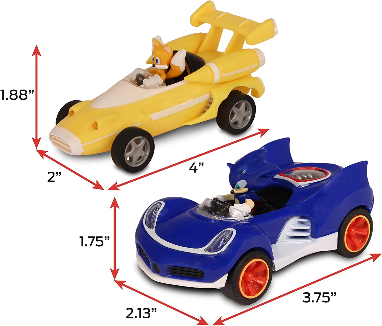 NKOK Sonic Transformed All-Stars Racing Pull Back Action: Tails and Sonic Hedgehog BOX DAMAGED