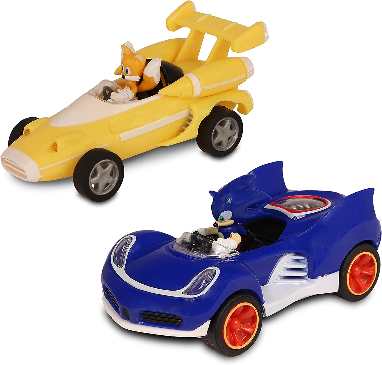 NKOK Sonic Transformed All-Stars Racing Pull Back Action: Tails and Sonic Hedgehog BOX DAMAGED