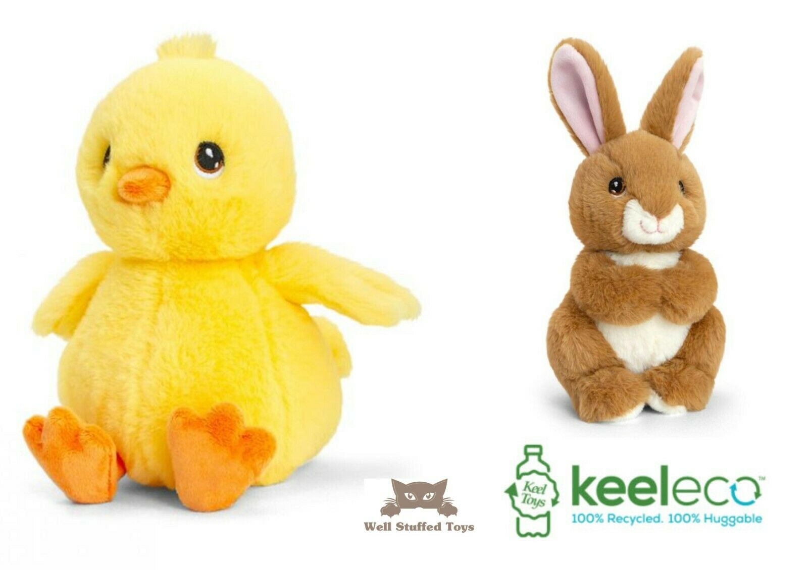 Keeleco Springtime Easter Plush Bunny 19cm Chick 25cm Eco Recycled Soft toy