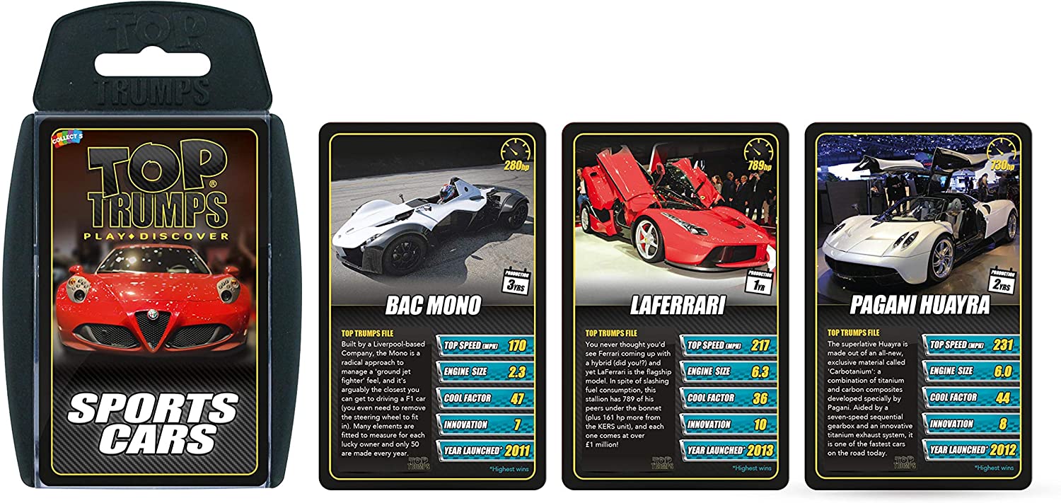 Sports Cars Top Trumps Card Game