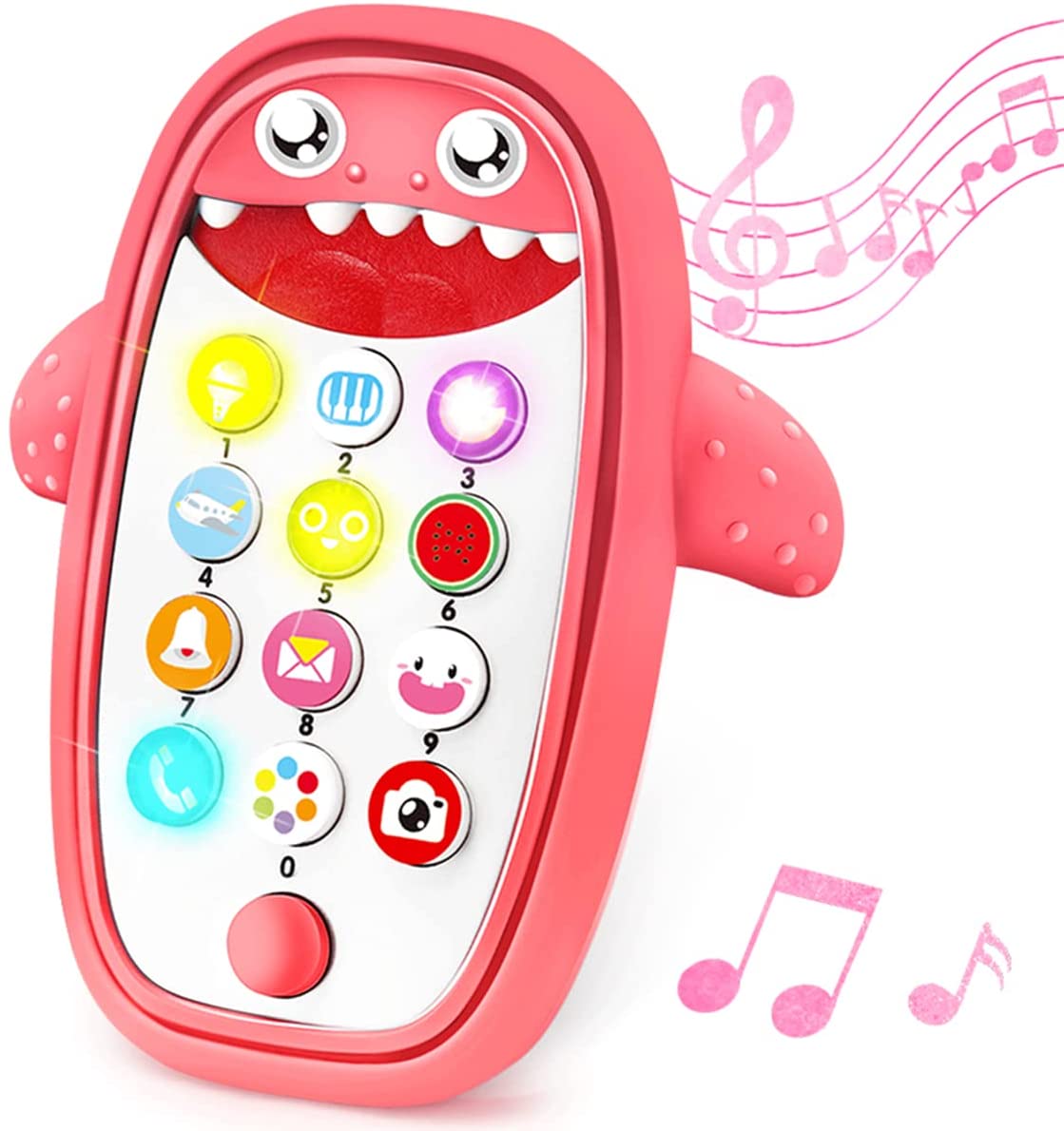 Sommer Teething Phone Shark Toy for Babies with Removable Soft Case Lights and Sound