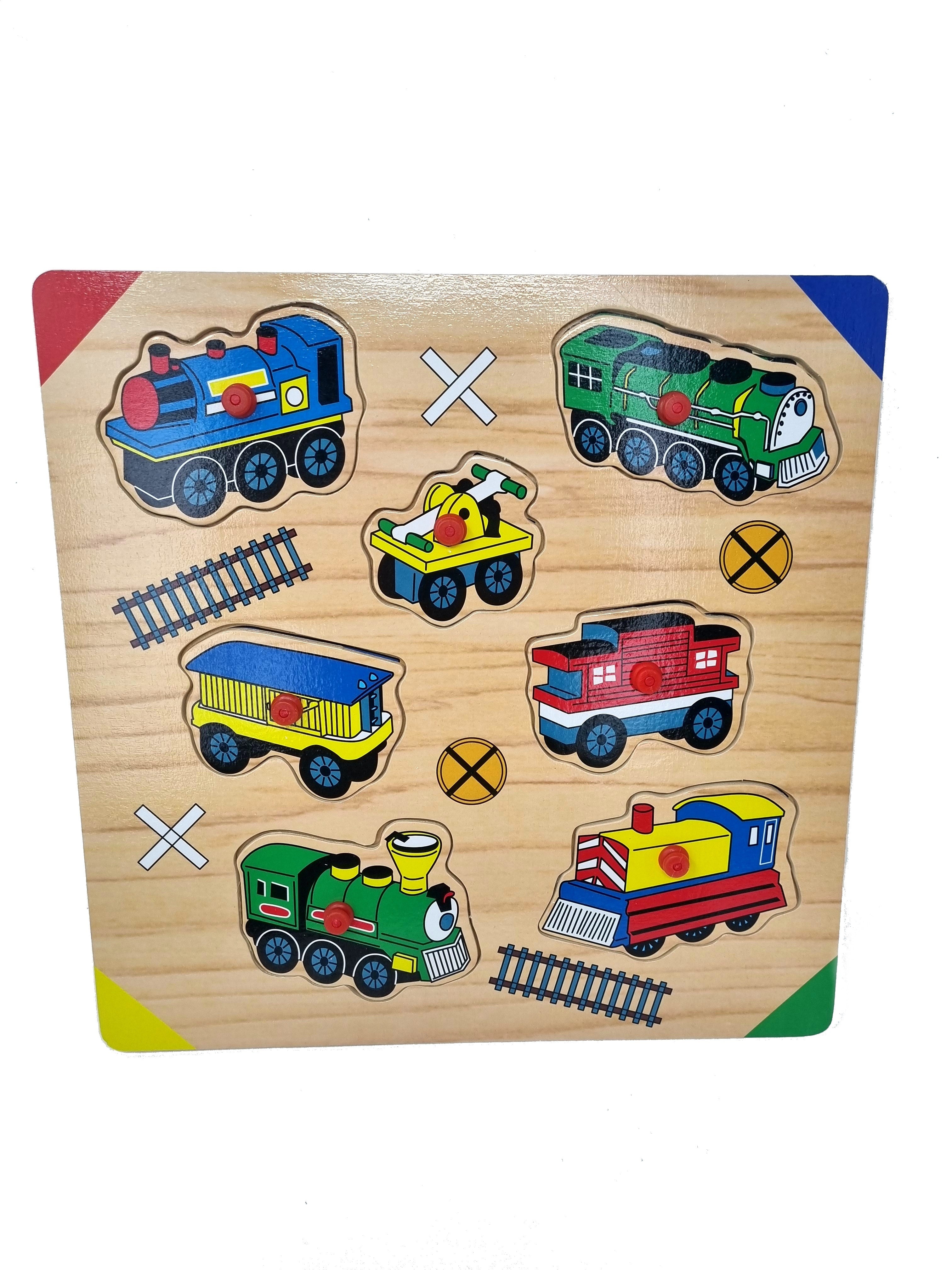 Wooden Puzzle Set of 3 Basic EASY Puzzles Snow White, Princess and Trains