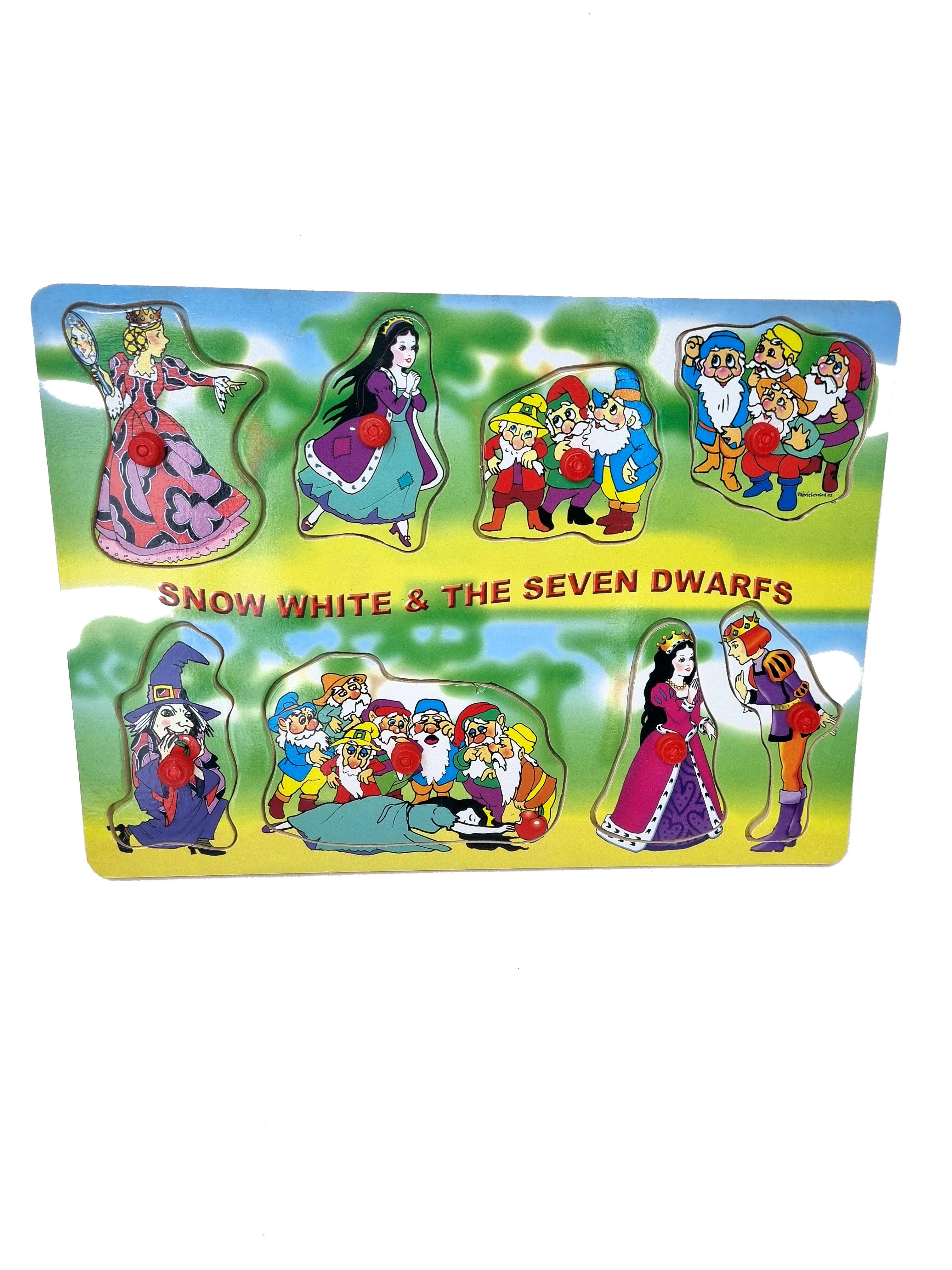 Wooden Puzzle Set of 3 Basic EASY Puzzles Snow White, Princess and Trains