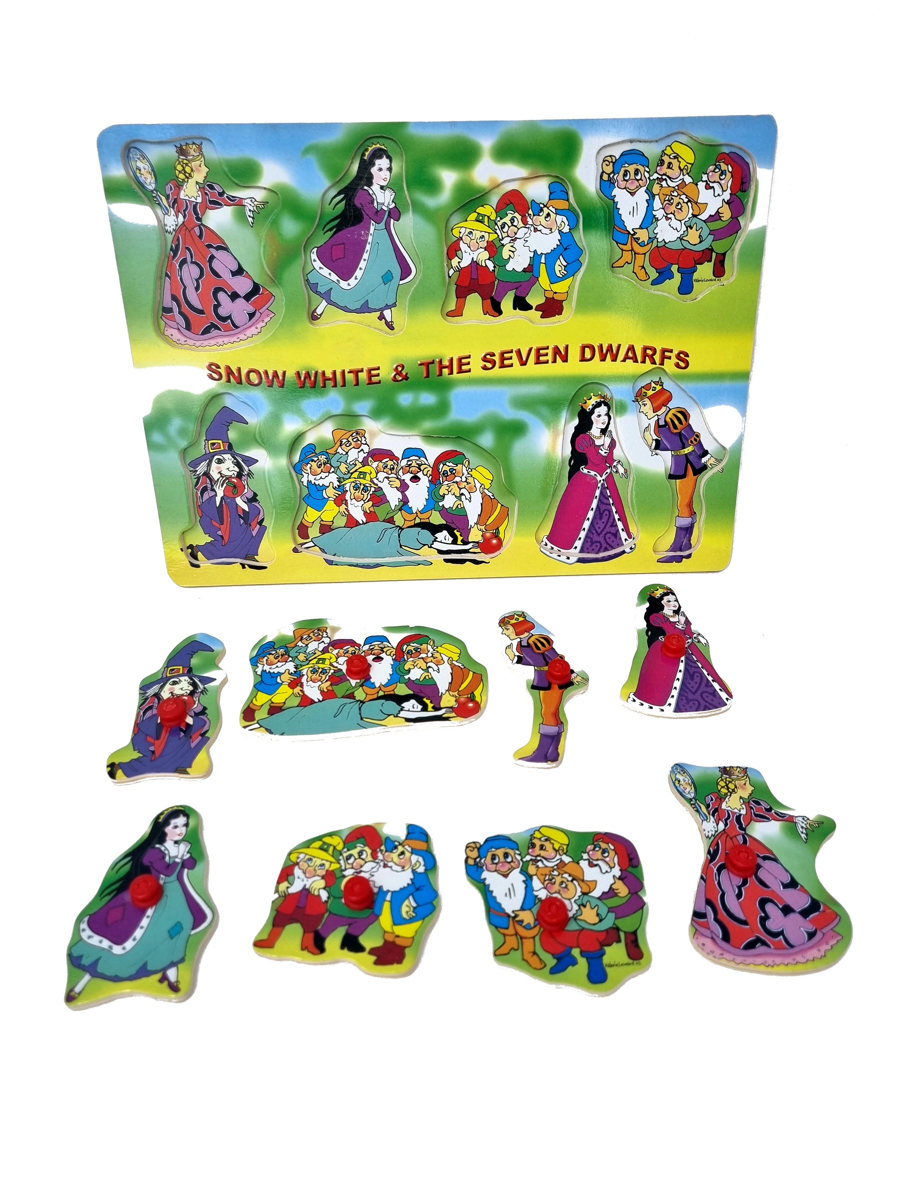 Wooden Puzzle Set of 3 Basic EASY Puzzles Snow White, Princess and Trains