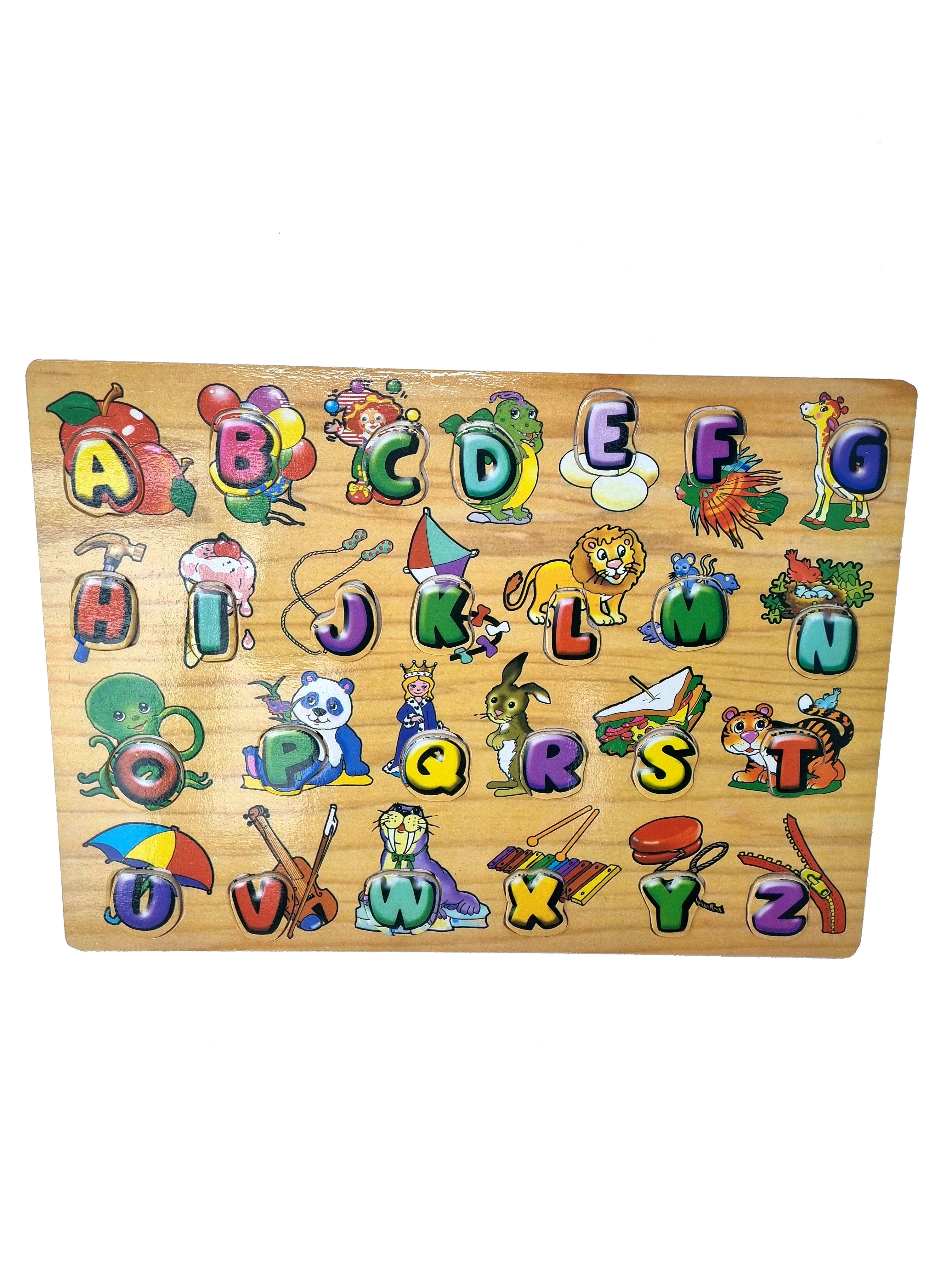 Wooden Puzzle Set of 3 Puzzles - Alphabet , Animals, Clock and Numbers