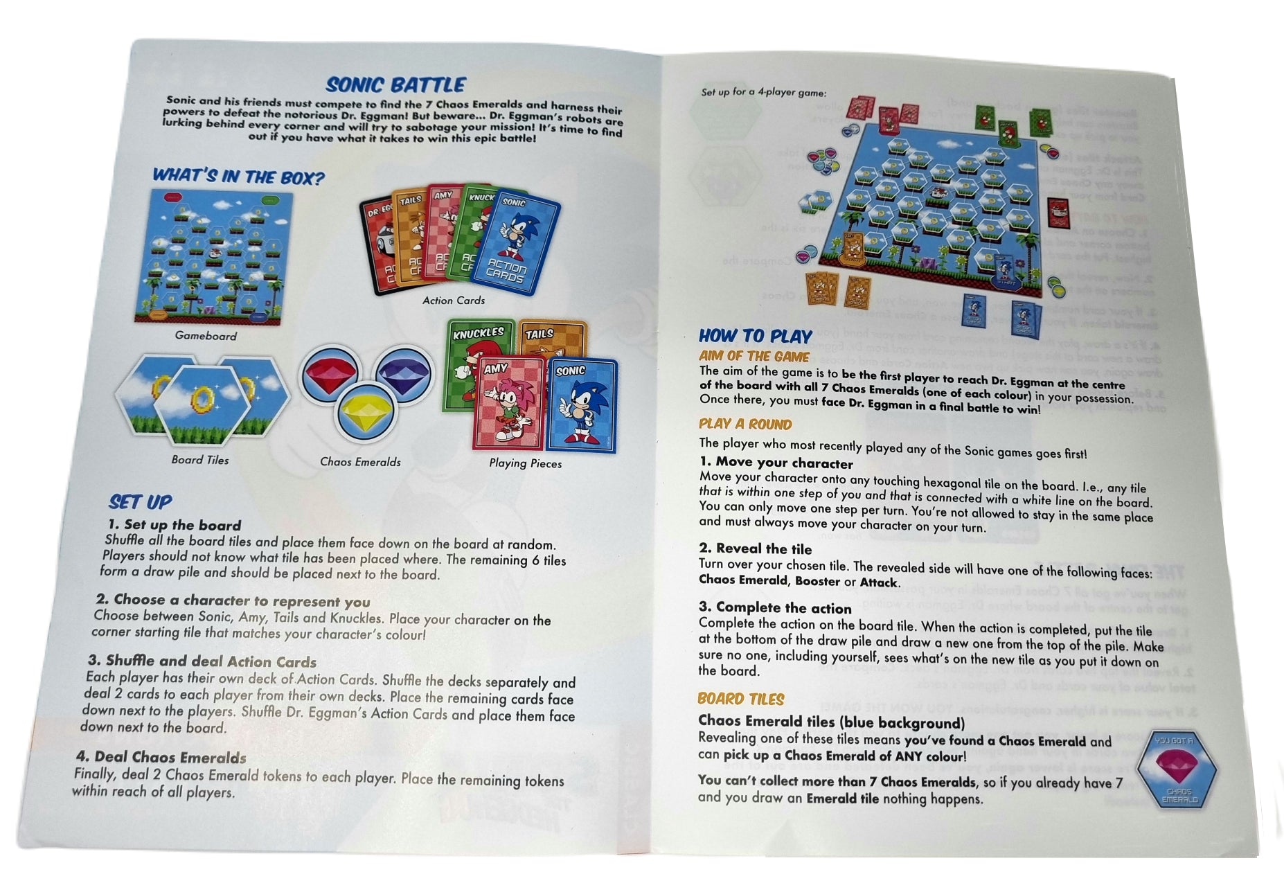 Sonic the Hedgehog Board Game - Sonic Battle - The Search for the Chaos Emeralds BOX DAMAGED