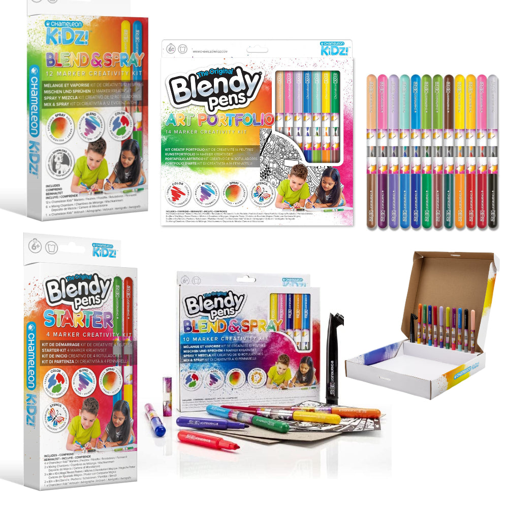 Chameleon Kidz Blendy Pens Blend & Spray Creativity Kits (4-24 Markers Kits)