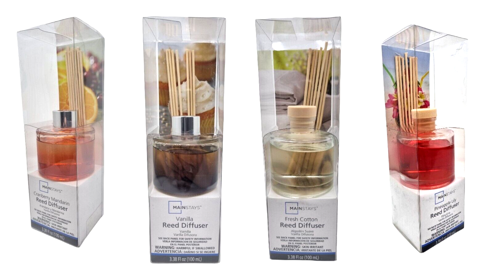 Reed Diffuser Scents MAINSTAYS 100ml Mandarin Vanilla Cotton Pineapple