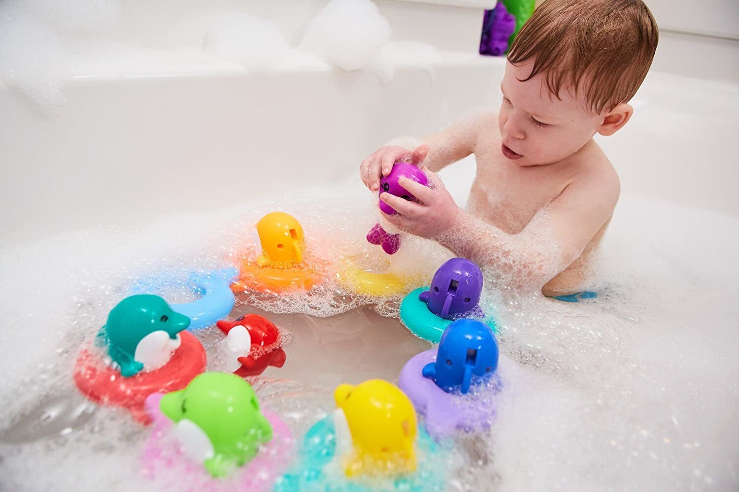 Tomy E6528 Do Rae Mi Dolphins Bath Toy with Sound Baby Infant Toddler Childrens - 0