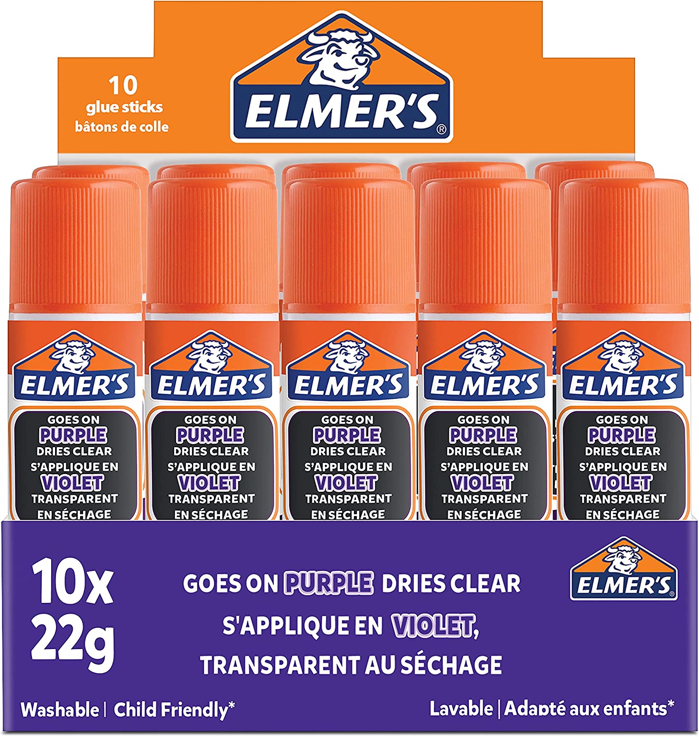 Elmer's Disappearing Purple School Glue Sticks - 10 PACK