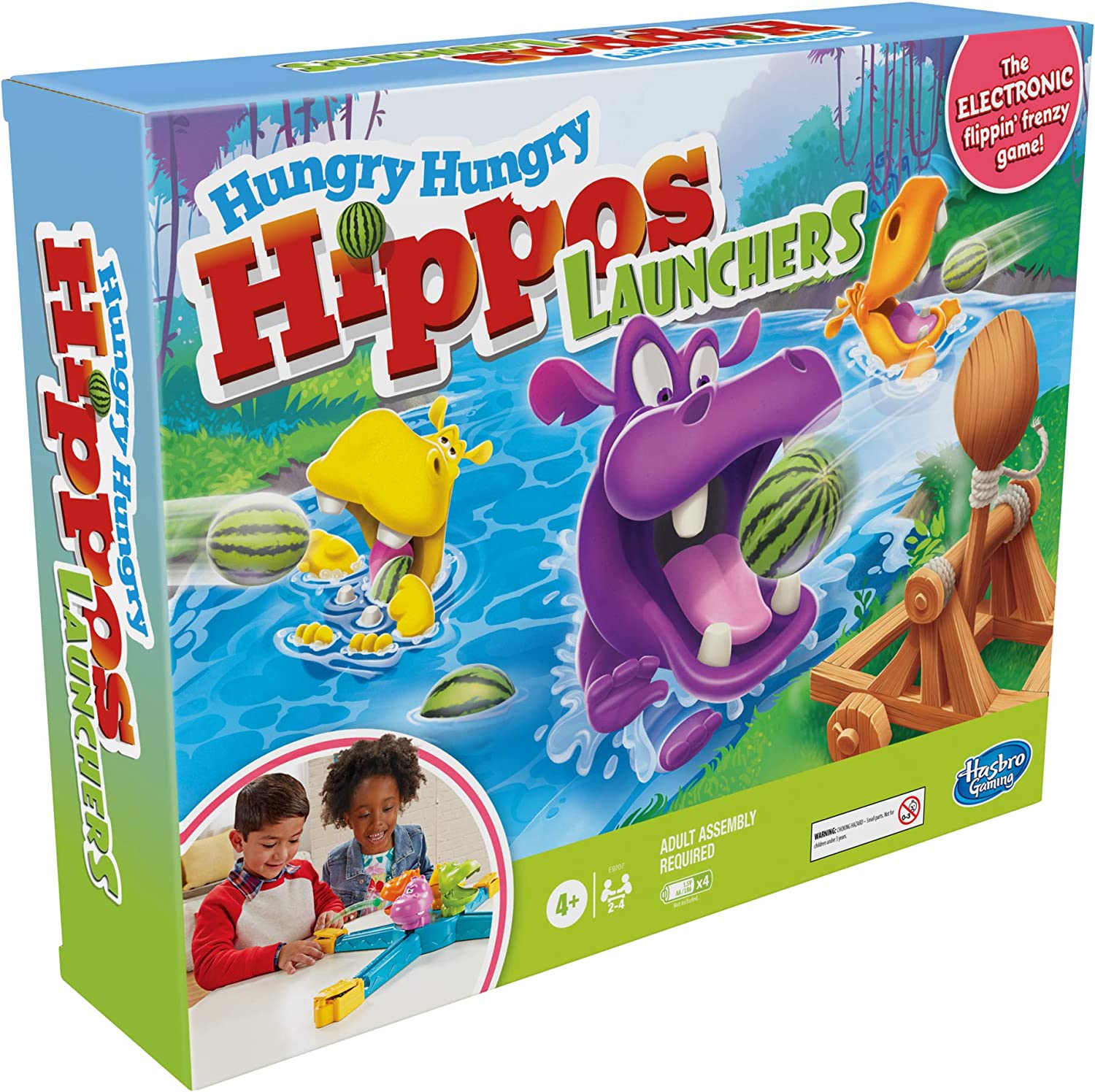 Hasbro Toys Hungry Hungry Hippos Launchers Game for Children Aged 4 and Up, Electronic Pre-School Game for 2-4 Players