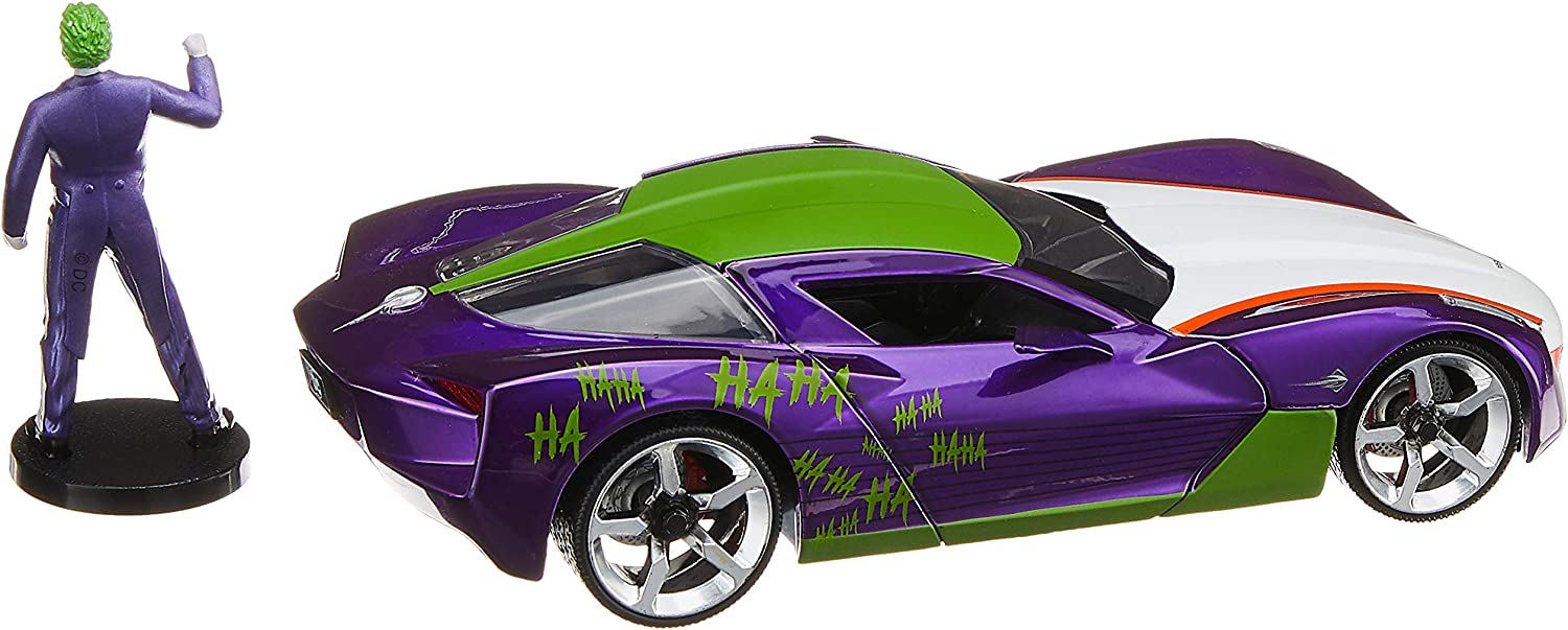 Jada JA31199 DC Comics Super Heroes Hollywood Rides 1:24 2009 Corvette Stingray Concept with Joker Figure - 0