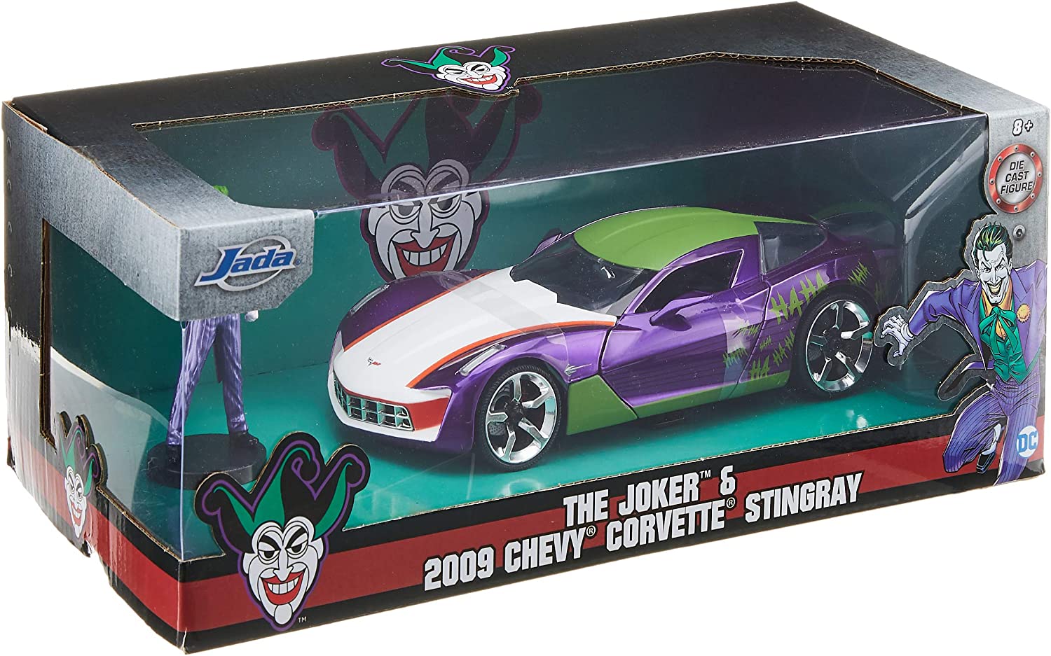 Jada JA31199 DC Comics Super Heroes Hollywood Rides 1:24 2009 Corvette Stingray Concept with Joker Figure