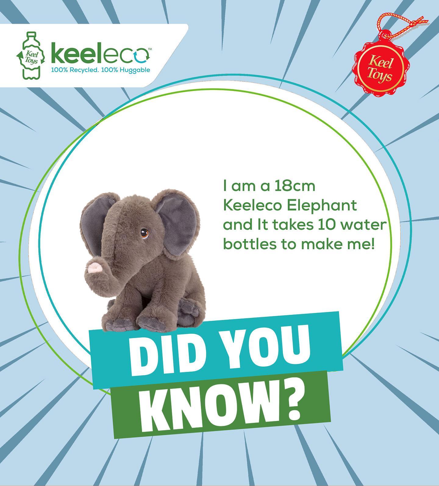 Keeleco 100% Recycled Plush Eco Toys Elephant - Keel Toys - 0