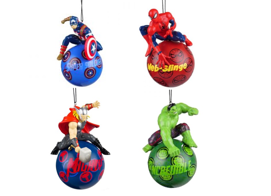 Marvel Christmas Tree Decorations Baubles - Hulk, Thor, Spiderman, Captain America