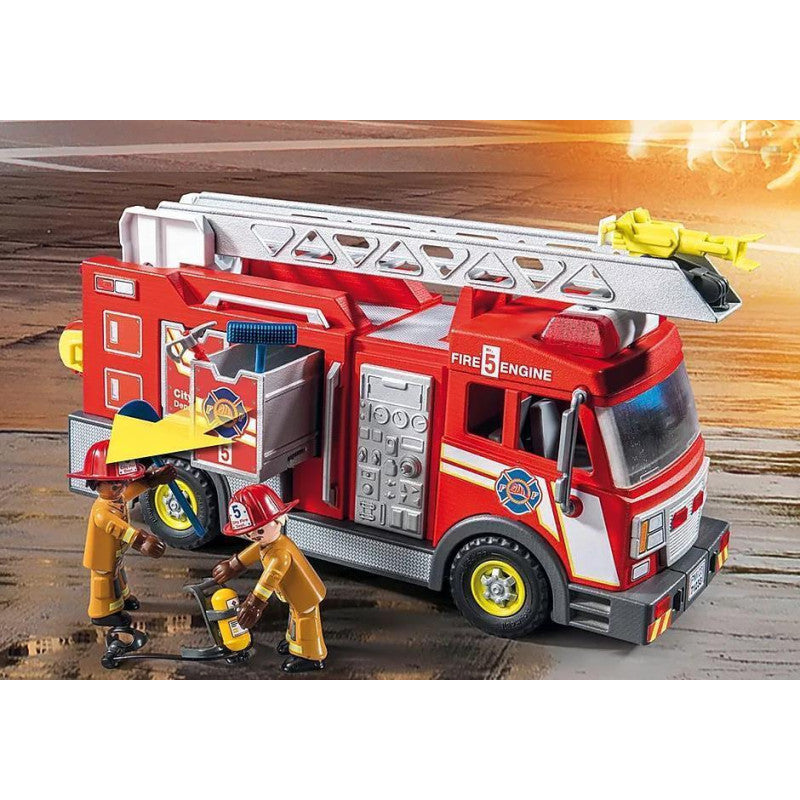 PLAYMOBIL Fire Truck 71233 City Action Rescue 86 Piece Set With Lights & Sound