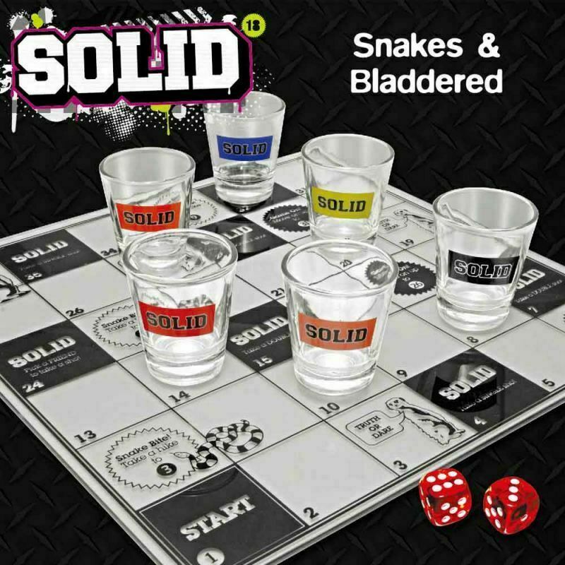 Box damaged - Snakes And Bladdered Drinking Alcohol Shots 6 Glasses Party Game Hen Stag