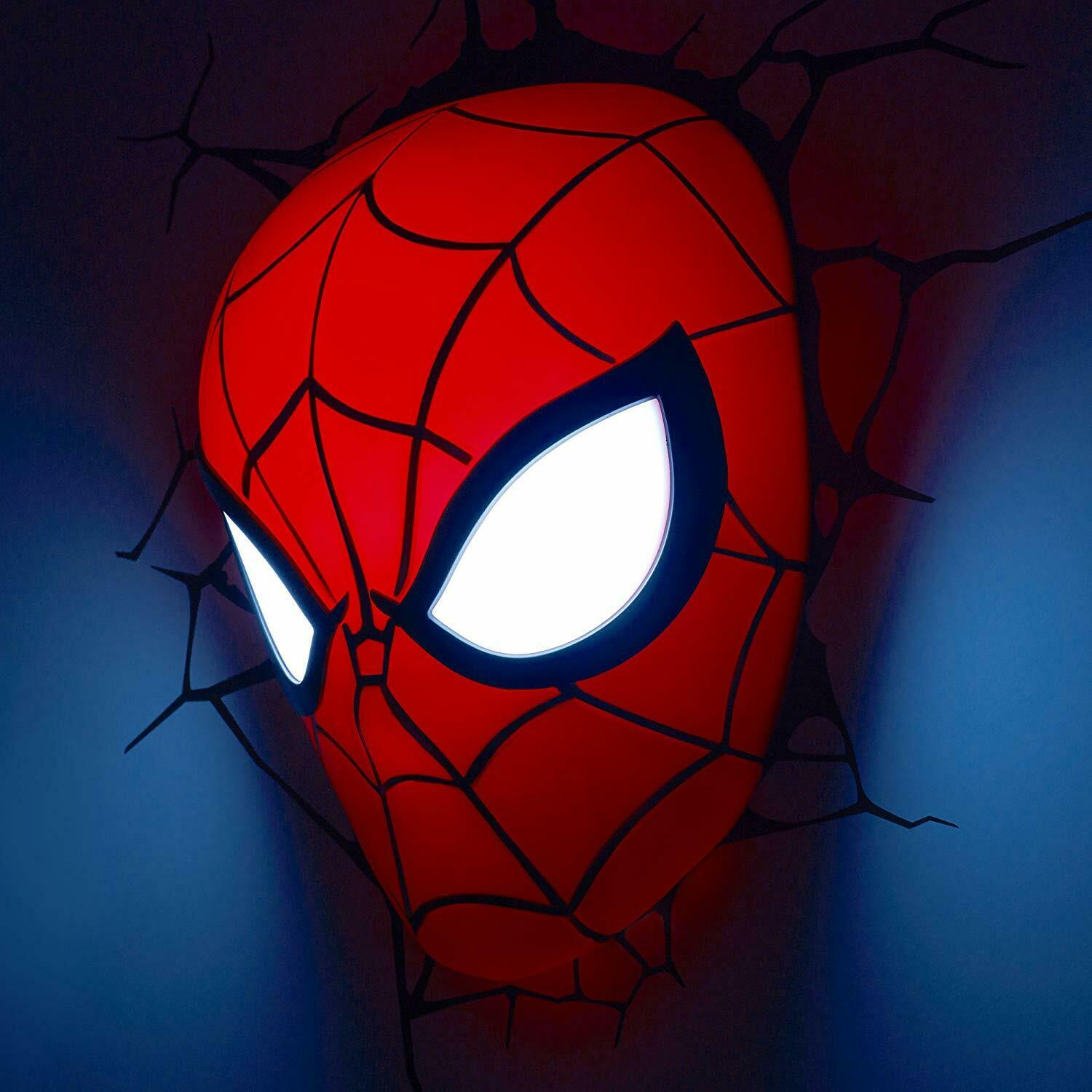 Kids Cordless 3D Led Night Light FX Spiderman Marvel Lamp Wall Xmas Gift