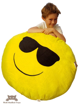 Huge XXL Giant Emoji Cushions - Smile Goofy PMSL Shades Heart Eyes