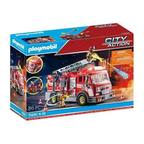 PLAYMOBIL Fire Truck 71233 City Action Rescue 86 Piece Set With Lights & Sound