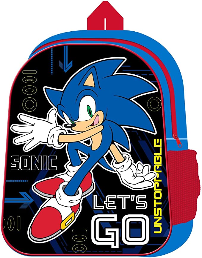 Sonic the Hedgehog "Lets Go" Backpack School Bag For Boys Kids Travel Sleep Over Accessories