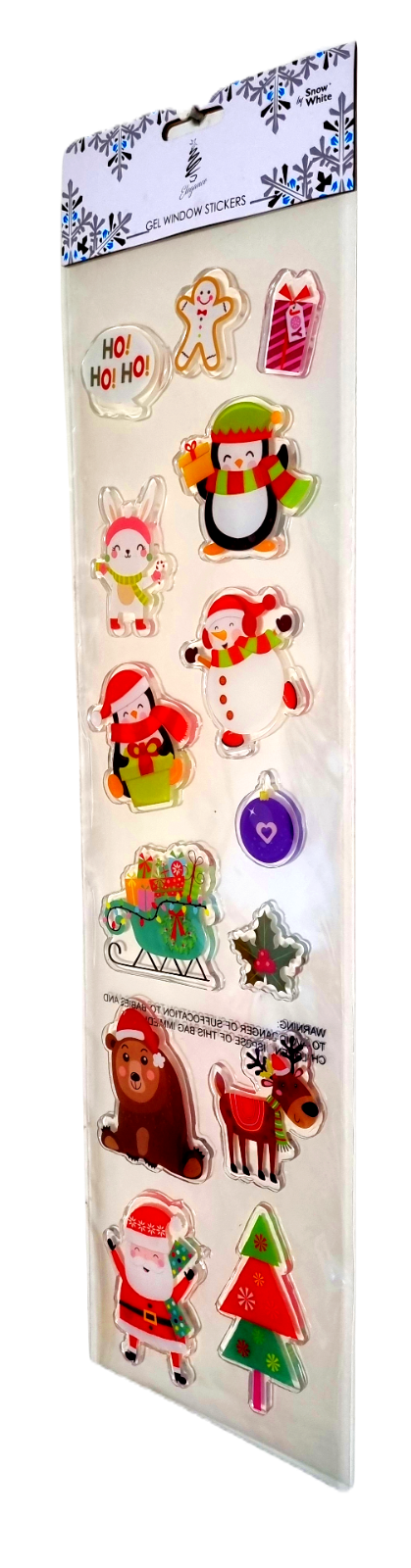 CHRISTMAS GEL WINDOW STICKERS  Removable No Mess - 5 Festive Designs - Sets of 3 Packs