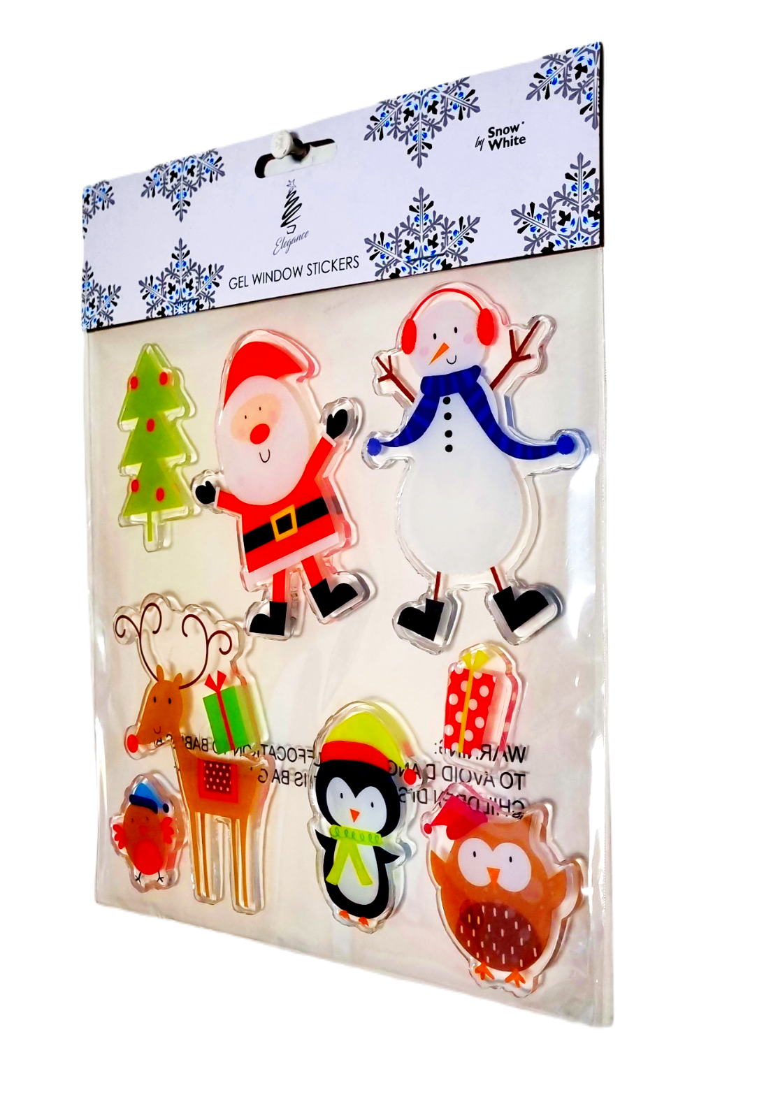 CHRISTMAS GEL WINDOW STICKERS  Removable No Mess - 5 Festive Designs - Sets of 3 Packs