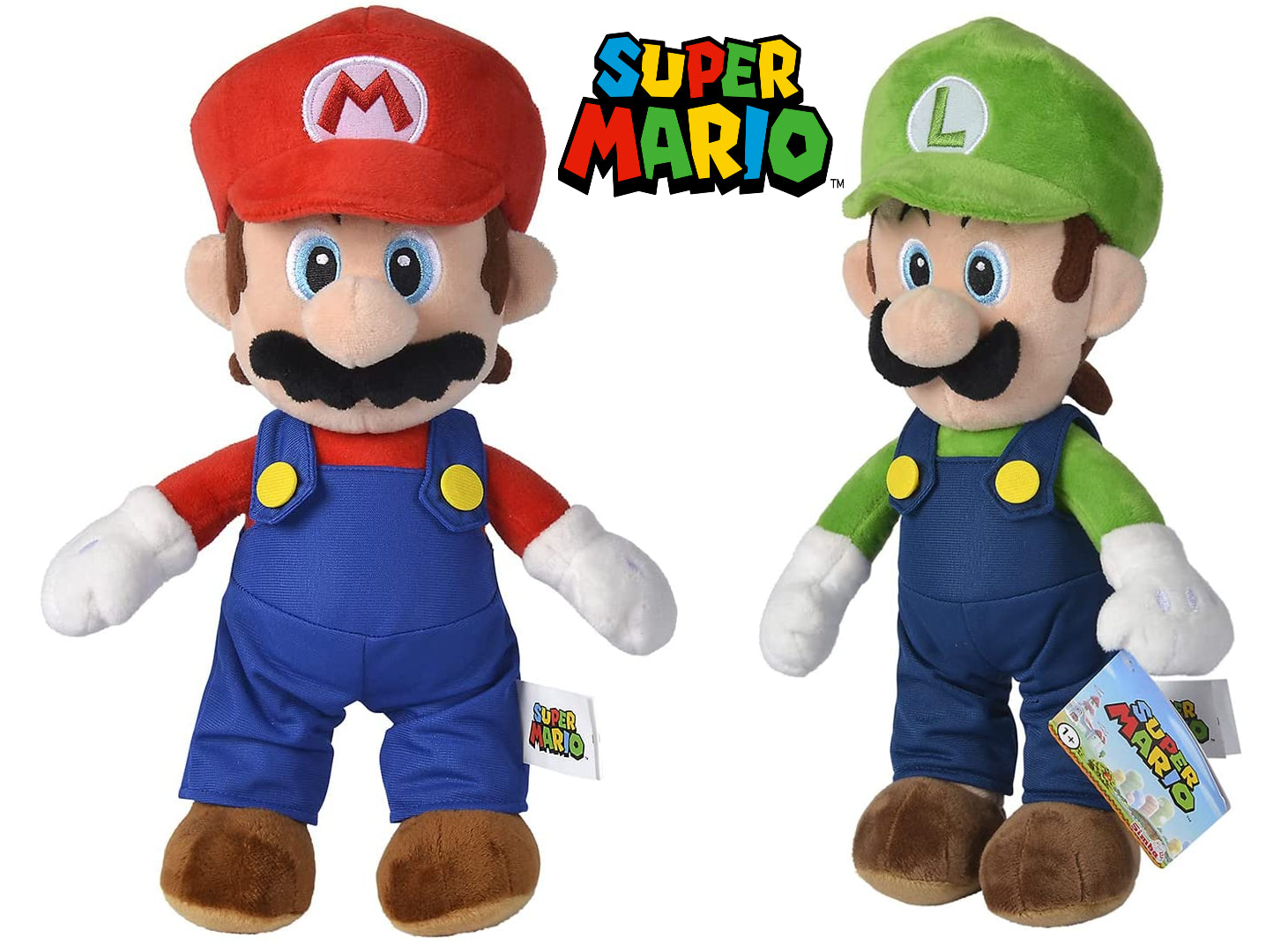 Simba Toys Official Super Mario Bros Soft Toy, Mario AND Luigi 30cm Set