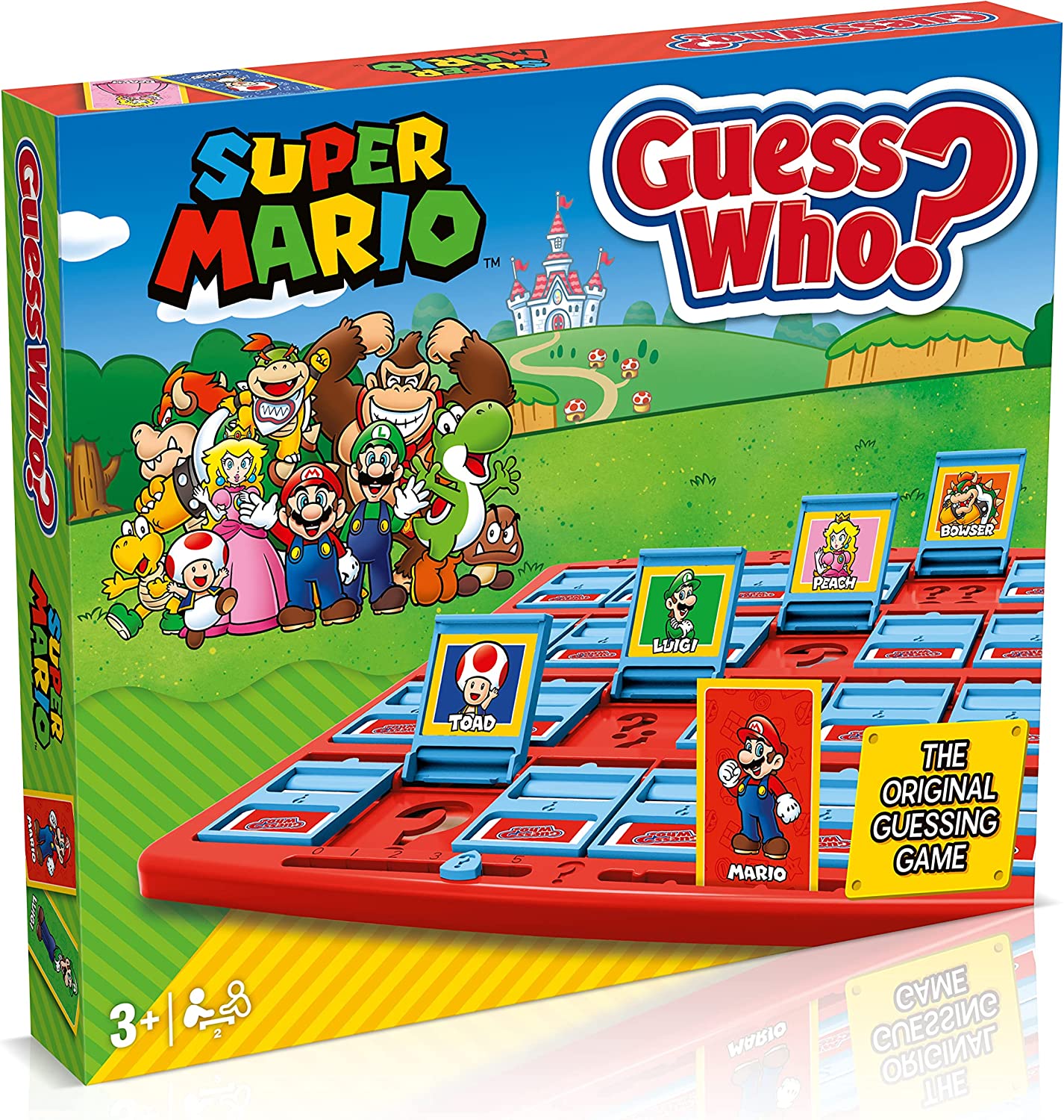 Super Mario Guess Who? Board Game, Play with classic Nintendo characters including Mario, Luigi, Peach, Bowser, and Donkey Kong, 2 players